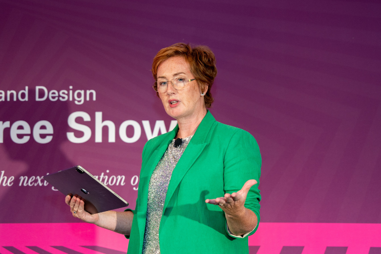Professor Louise Valentine speaking at the Design Show