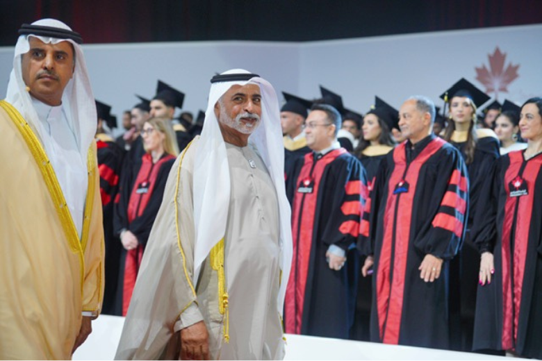 His Excellency Sheikh Nahyan Bin Mubarak Al Nahyan attending Canadian University Dubai’s 2025 graduation.
