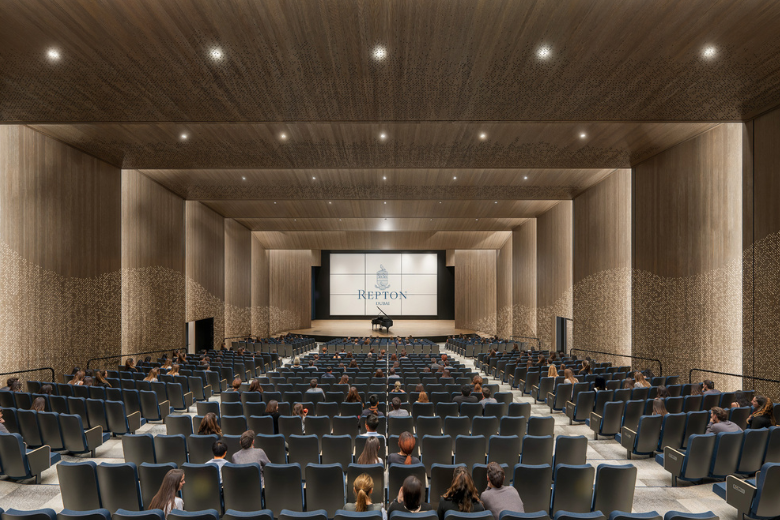 Inside view of the 600-seat auditorium at the new Repton Performing Arts Centre