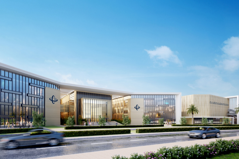 Modern architectural design of the GEMS School of Research and Innovation Dubai campus