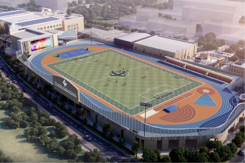 FIFA-standard football pitch and sports field at the GEMS School of Research and Innovation Dubai