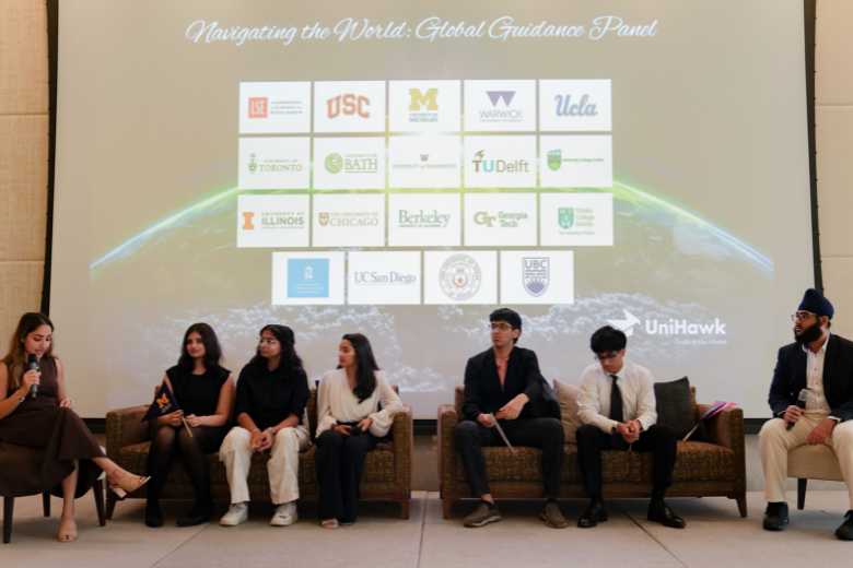 UniHawk's Global Guidance Panel with students admitted to top US universities