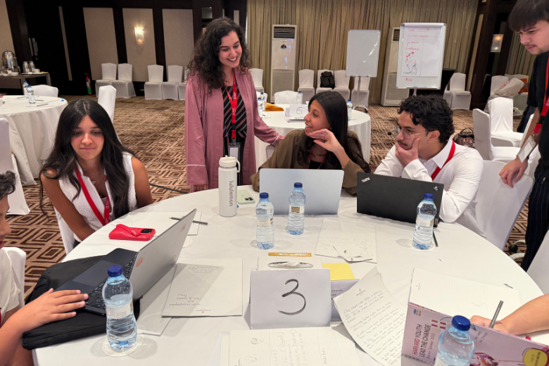 UAE high school students collaborating during a university application workshop