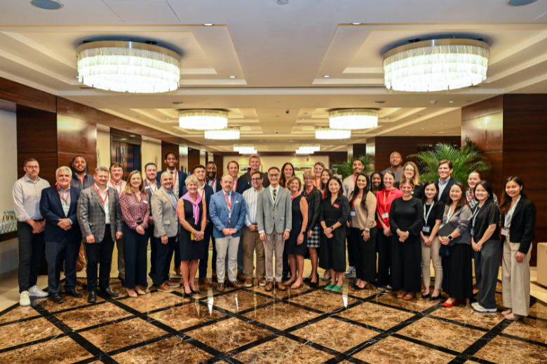 Group photo of US boarding school representatives and Sesameed Education team at Dubai fair