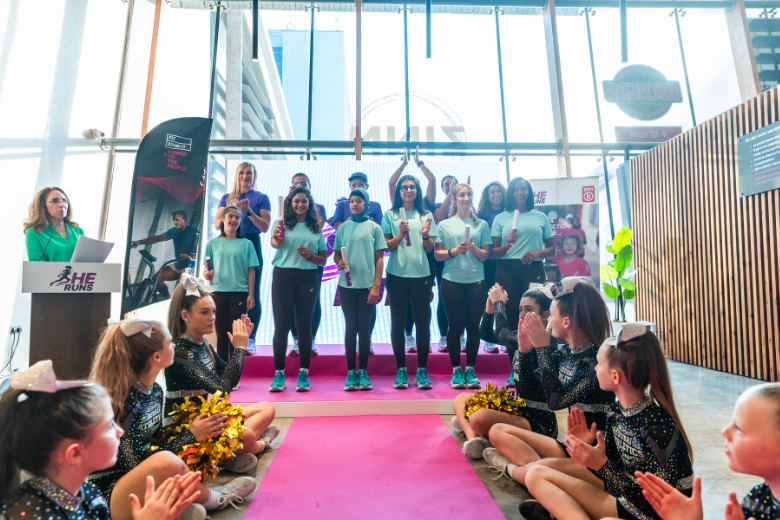 She Runs Dubai 2025 Community Champions introduced during Passing of the Baton Ceremony at Zinn Sports City