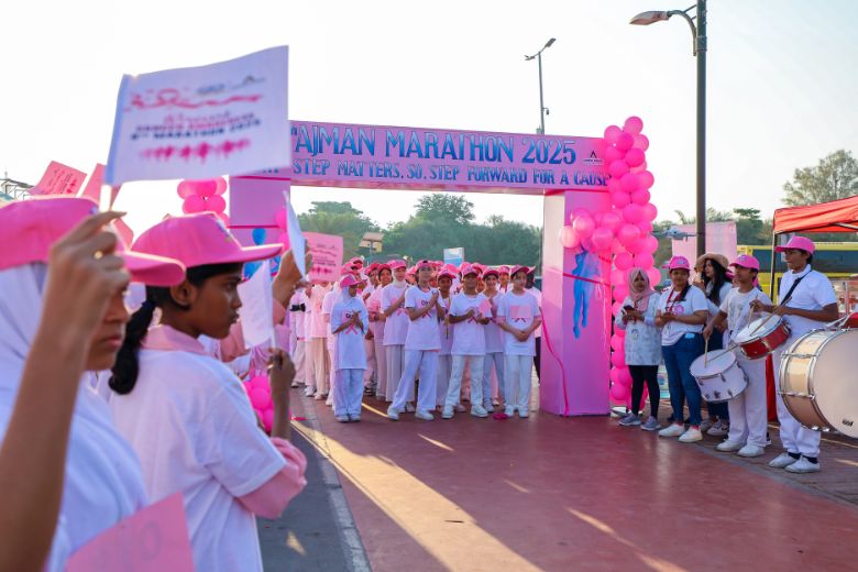 Students of The Royal Academy Ajman running for breast cancer awareness