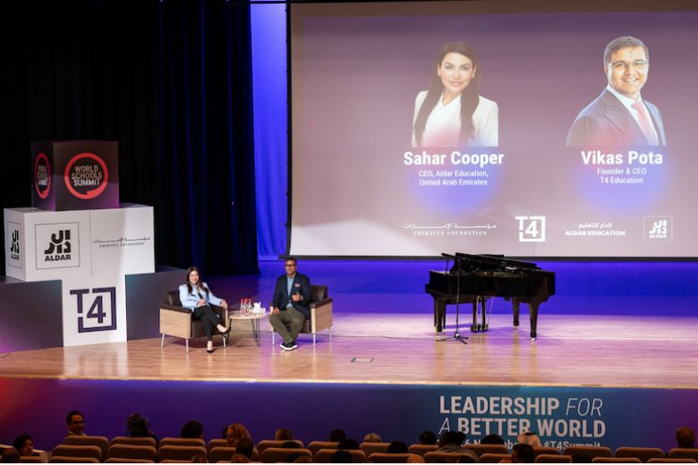Sahar Cooper, Chief Executive Officer of Aldar Education and Vikas Pota at the World Schools Summit 2025