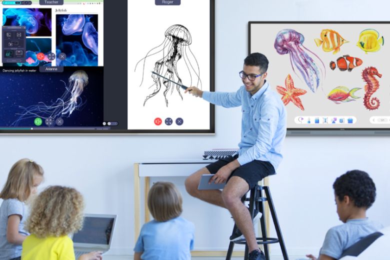 AI-powered BenQ interactive boards being used in a modern Middle East classroom