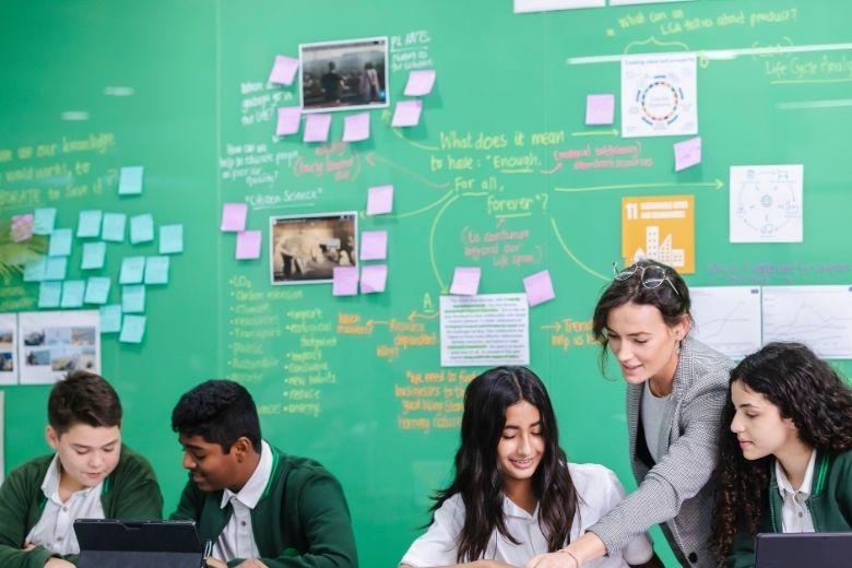 Secondary students collaborating during a lesson at Arbor School