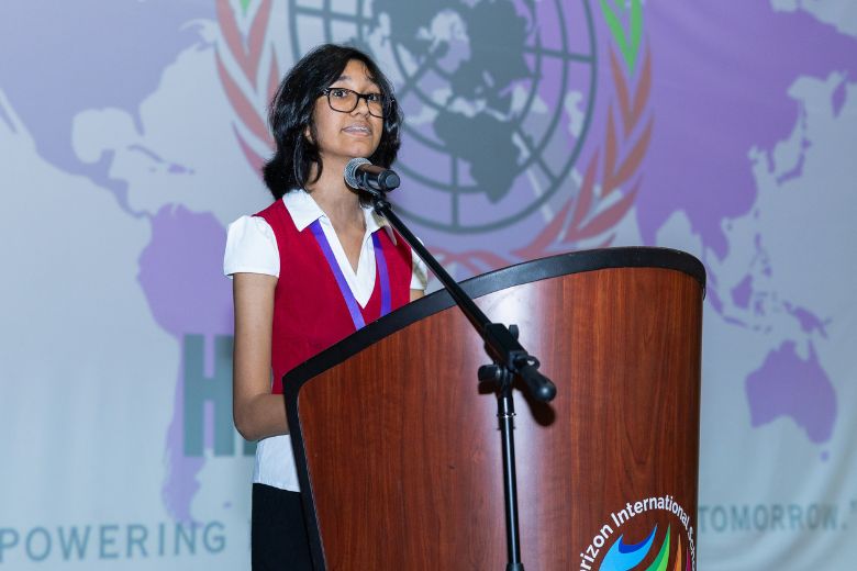 Students debating at Horizon International School Model United Nations Conference in Dubai