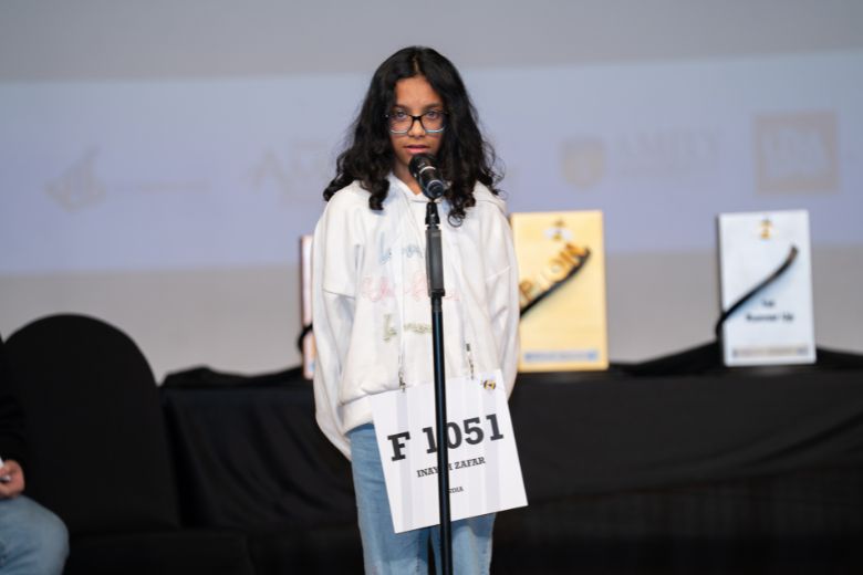 Inayah at the Spelling Bee contest