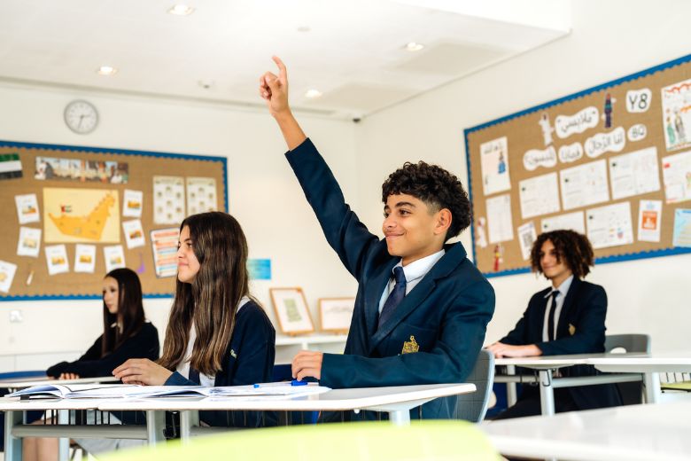 Pupils engaged in interactive learning during a classroom lesson at Repton Abu Dhabi