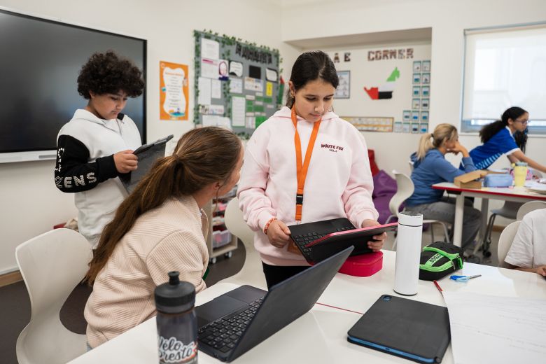 Pupils using creative and critical thinking skills in classroom projects Dubai