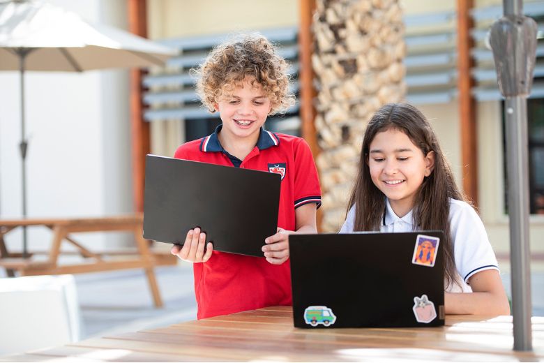 Students engaging in outdoor environment during remote learning