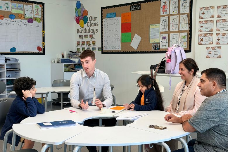 Parent and child interaction during a school activity at Bloom World Academy