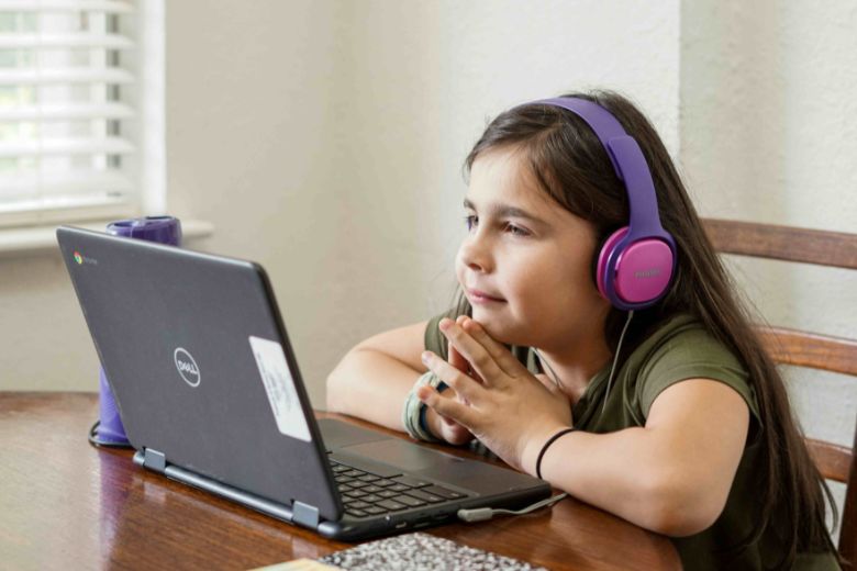 Students engaging in online wellbeing learning activities at home supported by digital education tools