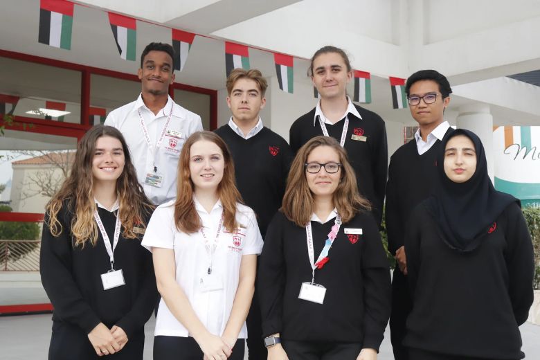 Pupils collaborating on projects in STEAM laboratory UAE
