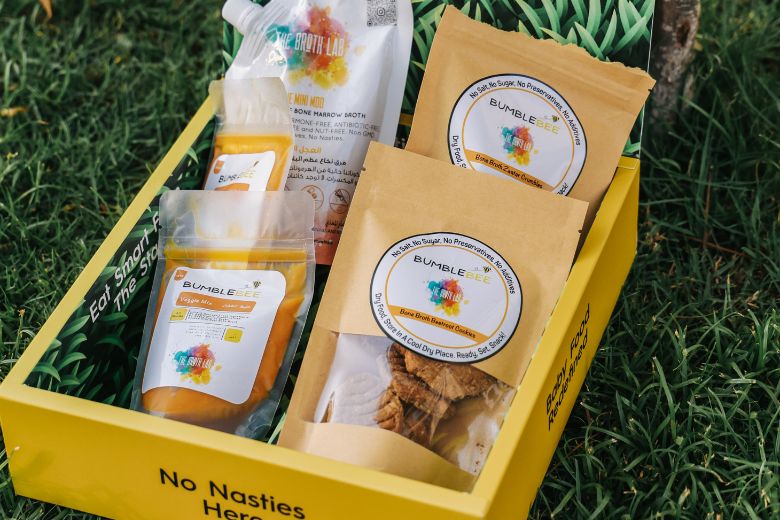 Display of bone broth cookies for children by Bumblebee Food and The Broth Lab 