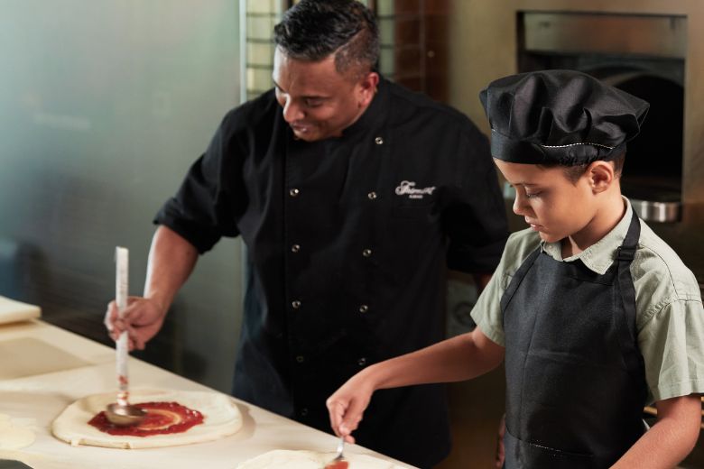 Kids pizza making experience at Fairmont Ajman