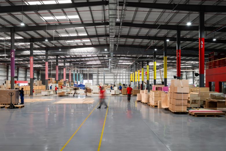 Large scale school furniture manufacturing factory in Dubai with advanced machinery and production lines for education environments