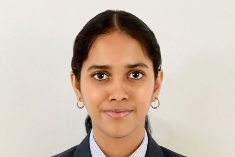 Aadhira Muthukumar topped the Gems Our Own English High School and commerce section with 99.6%
