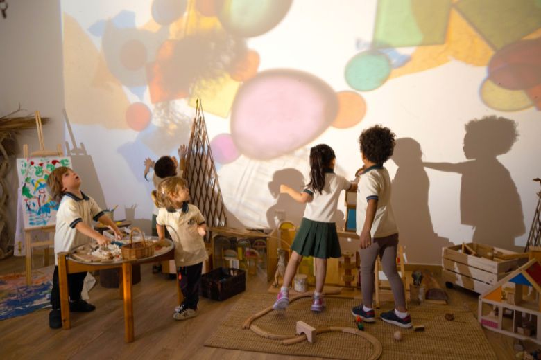 Children exploring creative learning activities inspired by the Reggio Emilia philosophy at Odyssey Nursery in the UAE