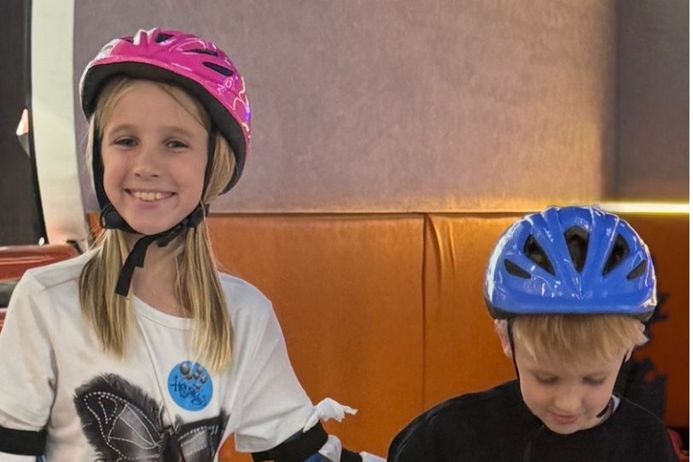 Children build confidence while learning new skating skills indoors