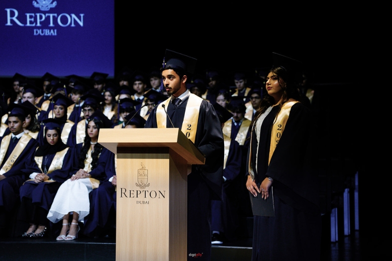 Student leaders address fellow graduates during Repton Dubai's Class of 2026 graduation ceremony